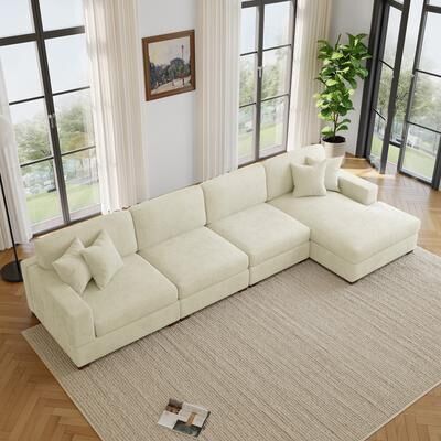 Lumibee Oversized Modern Chenille L-shape Modular Sectional Sofa with Chaise