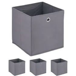 Relaxdays Graue Aufbewahrungsbox im 4er Set Grau,Silber