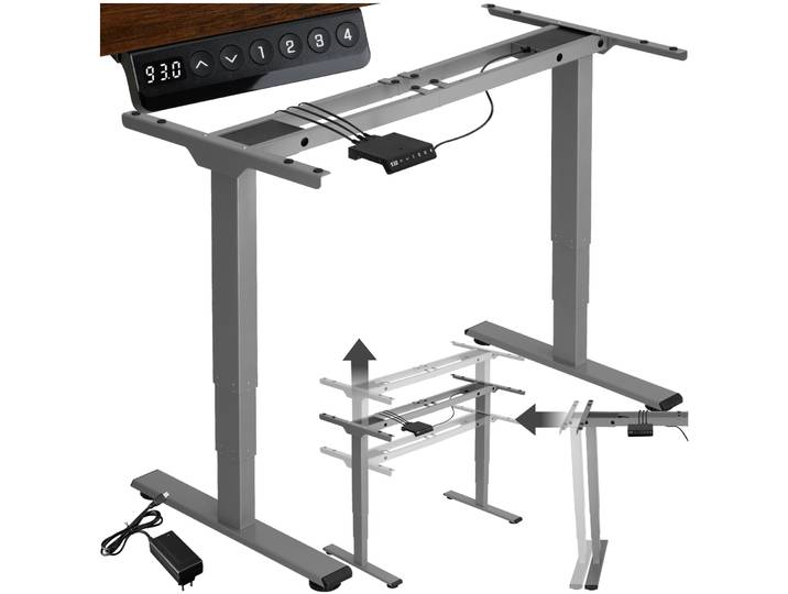 Tischgestell Twain höhenverstellbar 110-168x60x60-125cm - grau