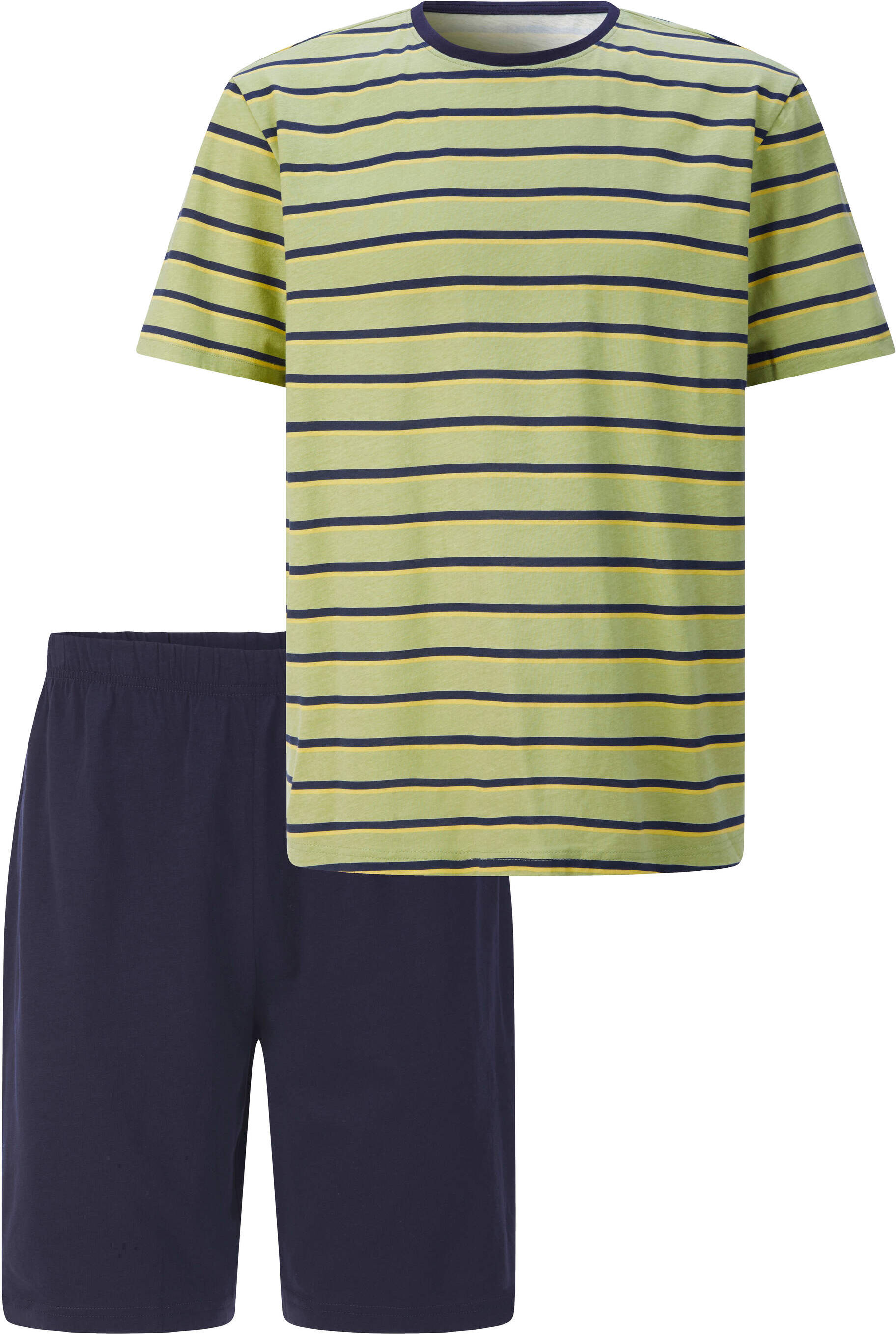 Sieh An! Shorty SIEH AN "Shorty Shorty", Herren, Gr. 52, lindgrün, geringelt, Rundhals, Homewear-Sets Shorty