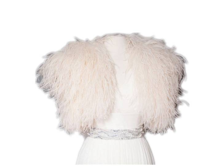 Veste en vraie fourrure d'autruche, robe de soirée pour femmes, robe de demoiselle d'honneur, châles, boléro de mariée, 100%