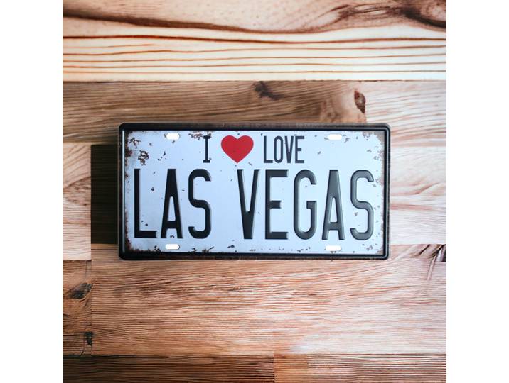 Plaque publicitaire de style Plaque d'immatriculation avec l'inscription I Love Las Vegas