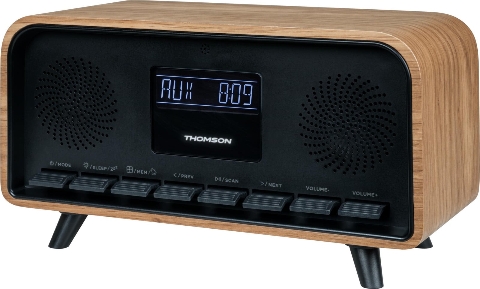 Thomson Vintage Cozy Bluetooth Alarmklok Radio met FM, LCD-display en USB-C lader, 30W