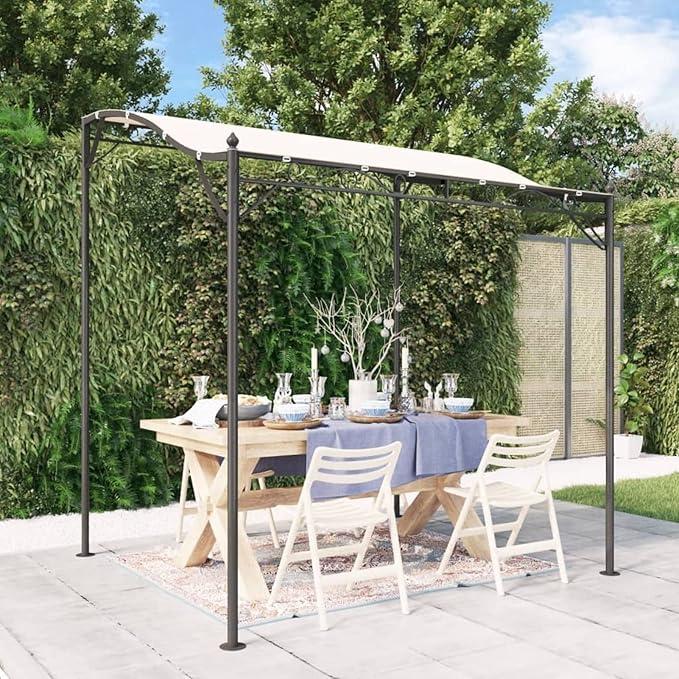 Gartenpavillon 2 x 2,3 m mit Dach aus Stahl - Pergola für Grill, Garten und Terrasse - Creme - 2 x 2,3 m