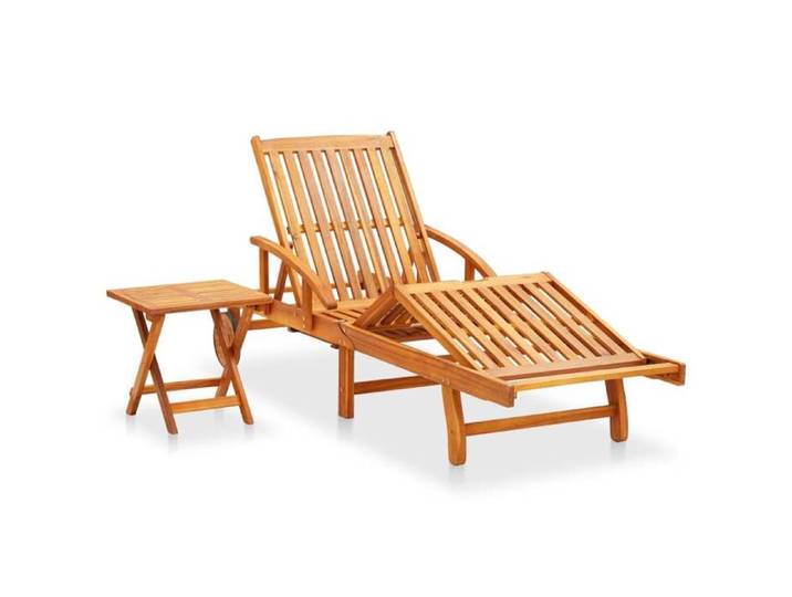 MGH - NEUF Chaise longue/transat - avec table et coussin - Bois d'acacia CC23