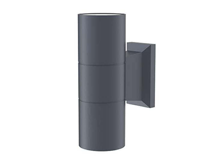 MAYTONI DECORATIVE LIGHTING Moderne Wandleuchte Außen, Wandlampe, Fassadenbeleuchtung, Zylinder, Up Down, Grau, 2-flammig, Bidirektional, Metall, IP54, für 2 x GU10 Glühbirne nicht inkl