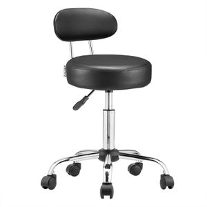 CASARIA Drehhocker 106567, Kunstleder, mit Rollen, mit Lehne, schwarz