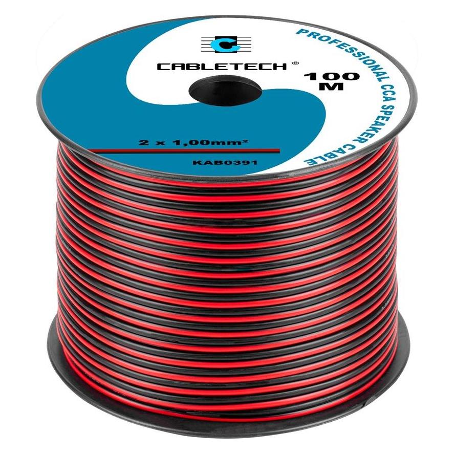 Cabletech CCA 1.0mm Lautsprecherkabel Schwarz-Rot (0.15 m) (KAB0391)