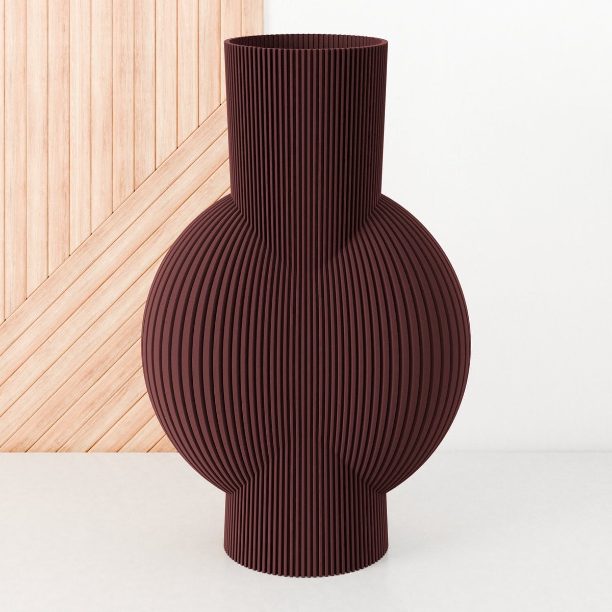 Fleuriek Moderne Gestreepte Vaas - Rood - Hoogte: 30 cm