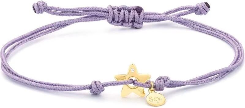 Pulsera Secrecy B4015cdaw7900 Con Cordón Lila Ajustable Y Charms Metálicos Dorados 19cm Mujer