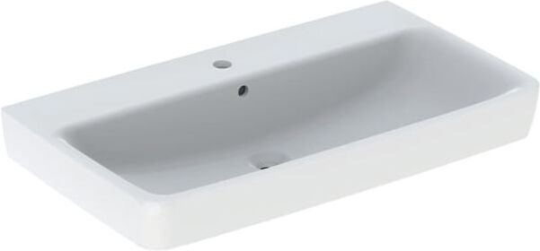 Geberit Renova Plan Aufsatz-Waschtisch 501727001 85x48cm, Hahnloch mittig, mit Überlauf, weiß