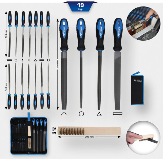 Brilliant Tools Jeu de limes avec brosse à lime, 19 pcs (BT103030)