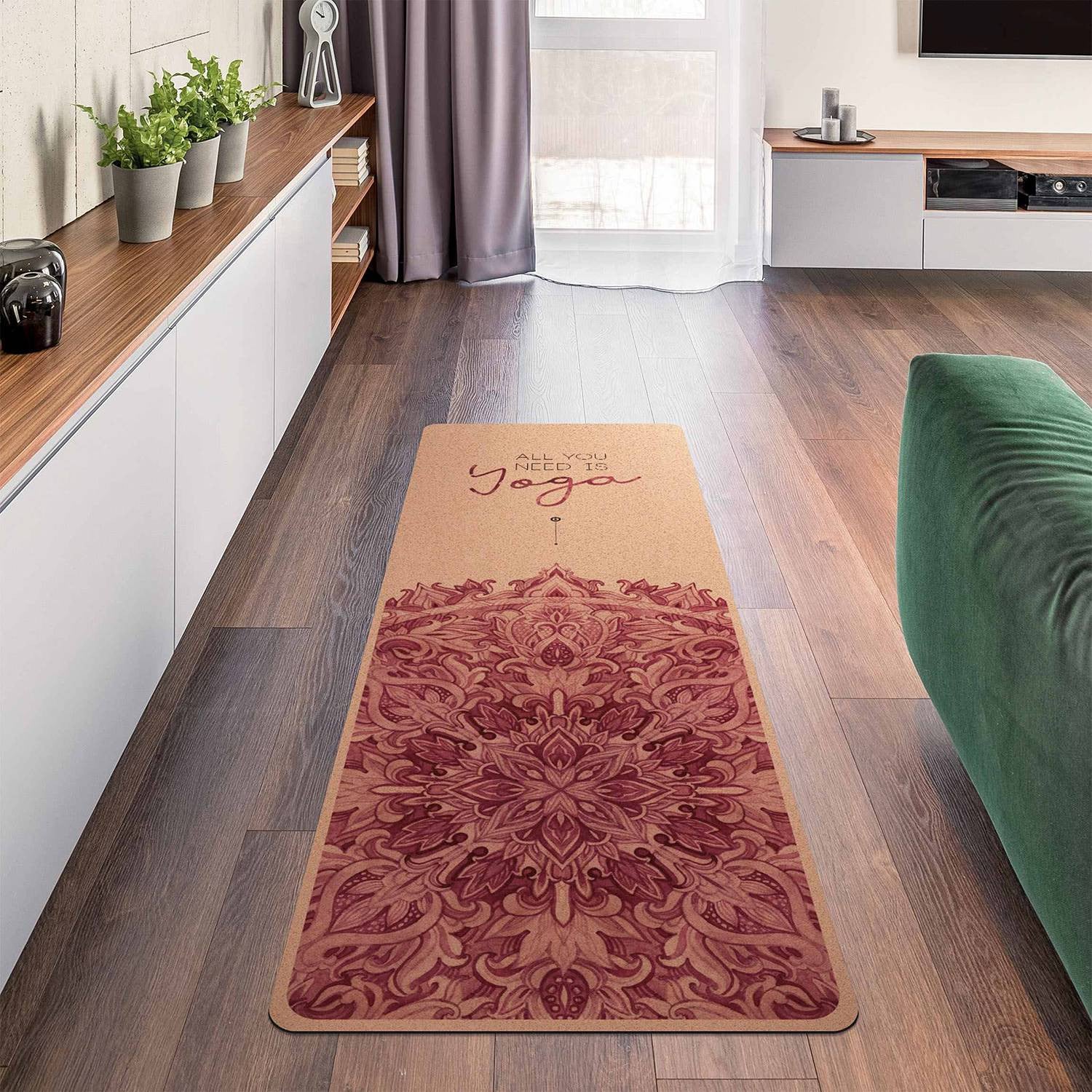 home24 All you need is Yoga yogamat rood, 183 x 61 cm