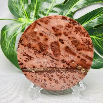 On Spot Shop Hand Polished Natural Rock Picture Stone Round Coasters, Abstract Spiritual Healing Witchcraft Decor, Holiday & Home 5