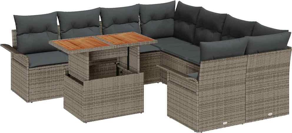 vidaXL Garten-Sofa-Set mit Kissen Grau