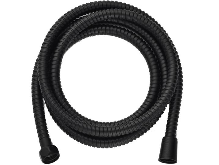 Duschschlauch aus Edelstahl, schwarz, Wassersparfunktion, flexibel, 2 m