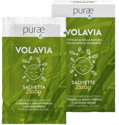 Hp Italia Purae - Volavia Salviette Bambini Zanzare Confezione 12 Salviette