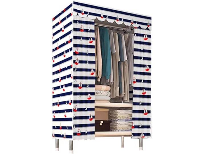 LoiYtrd Stahlstoff-Kleiderschrank, platzsparend, tragbar, Schlafzimmer(Stripes-85cm/34in)