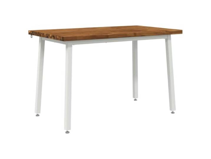 LKJephalotrope Esstisch 120x70 cm Massivholz Akazie Weiß Stabiler Küchentisch aus Echtholz mit verzinktem Stahlgestell für Esszimmer und Wohnzimmer. Belastbar bis 80 kg.