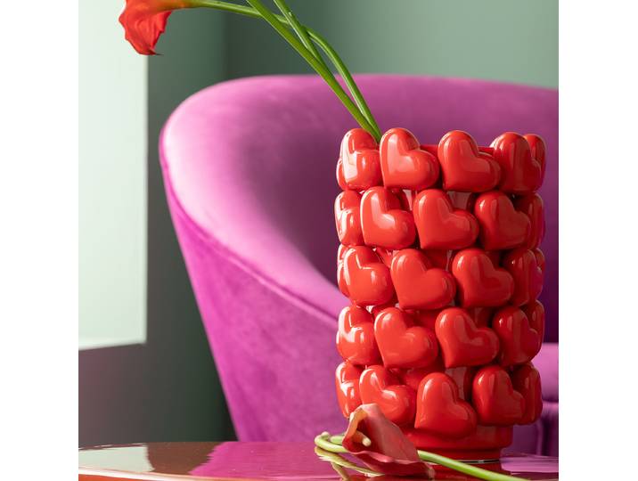 Vase Hearts 22 x 33 x 22cm Rouge/Rouge