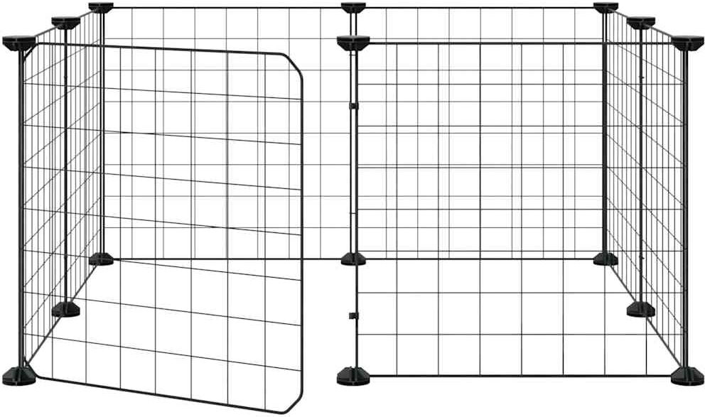 vidaXL Cage pour animaux 8 panneaux avec porte noire 70x70x35 cm