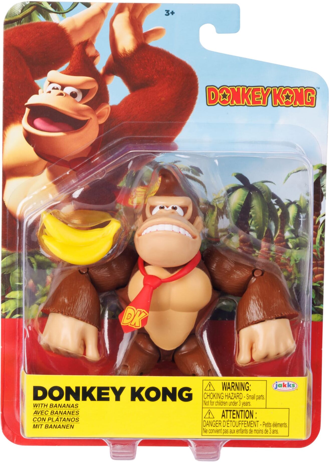 Super Mario 4-Inch Donkey Kong Figure with Banana Accessory by Jakks Pacific - 4 in - Brown-Tan - Nintendo Toy