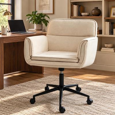 Homy Casa Criss Cross Office Chair with 5-Position Adjustable Armrests, 360 degree Swivel, Foldable Arms, Upholstered Desk Chair