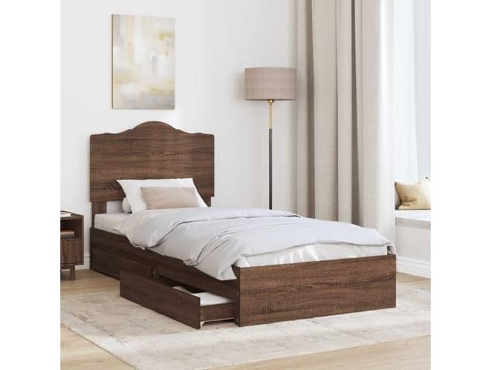 SKTQYQO Bettkasten Eiche Braun 70 x 190 cm Technisches Holz, 2 Schubladen, modernes Design, einfache Montage, max. Gewicht 100 kg