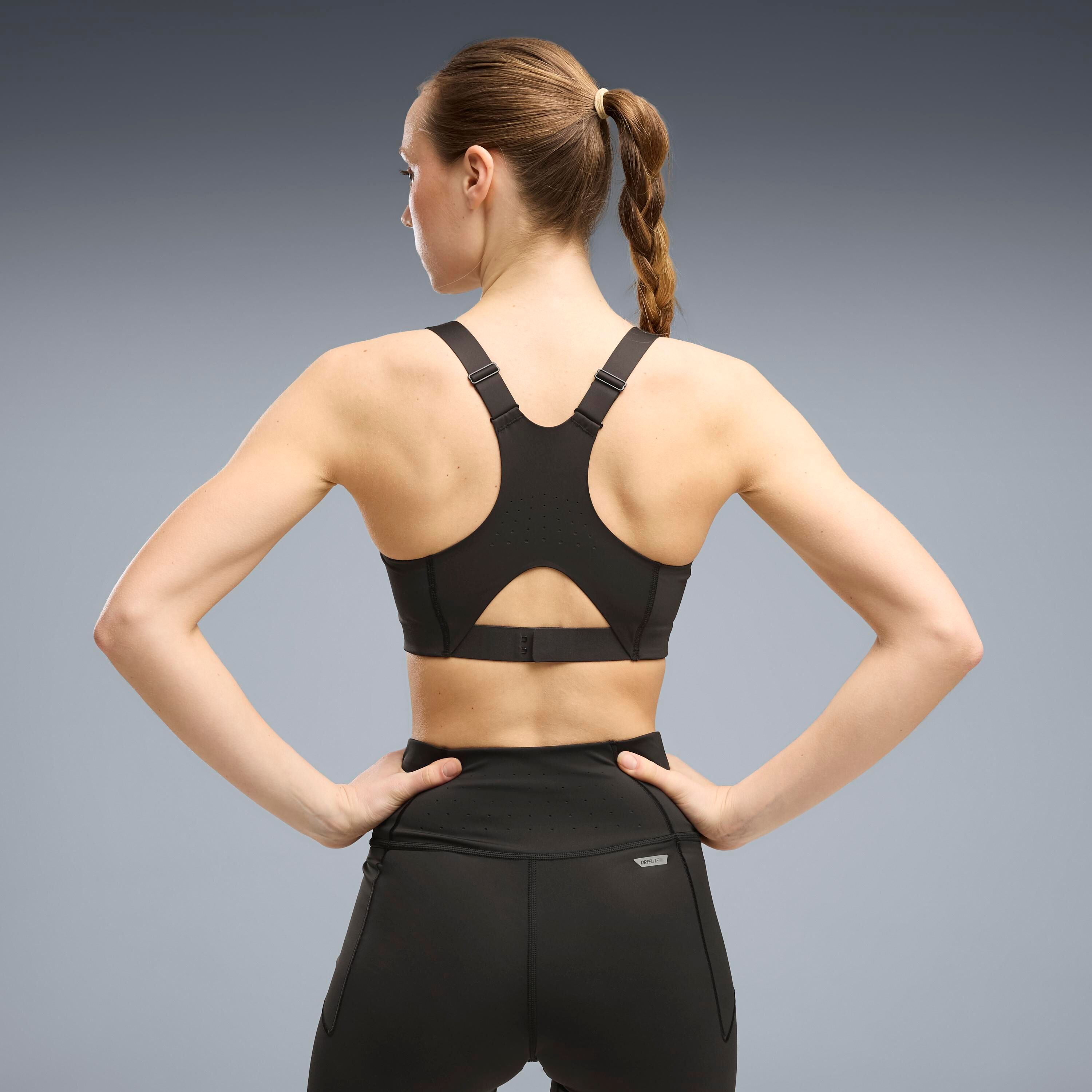 Sport-BH PUMA "PWRMODE BRA - HIGH", Damen, Gr. XS, N-Gr, schwarz (puma schwarz), Interlock, Obermaterial: 71% Polyester, 29% Elasthan, schmal, BHs Sport-BH, schmale Passform, für Fitness-Training, sportlicher Stil puma schwarz XS, N-Gr