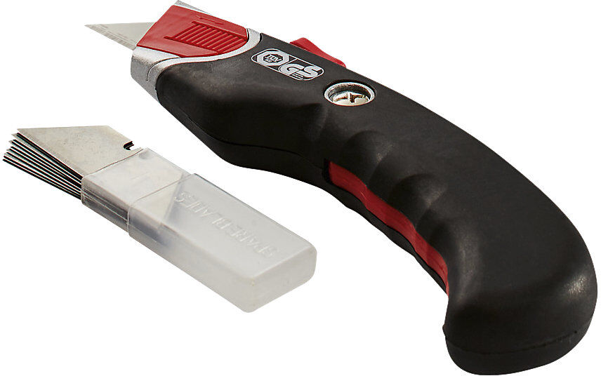 kaiserkraft Sicherheitsmesser mit 5 Ersatzklingen, TÜV-/GS-geprüft SK5-Carbonstahl, schwarz, ab 20 Stk