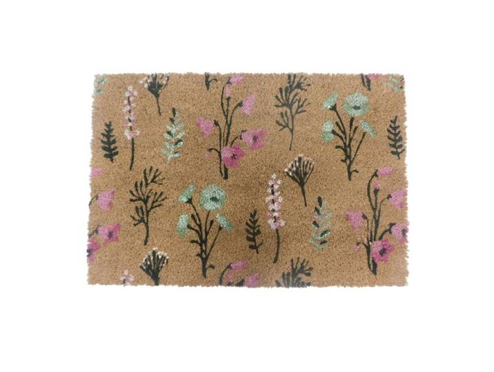 Relaxdays Paillasson en coco Plantes 60 x 40 cm