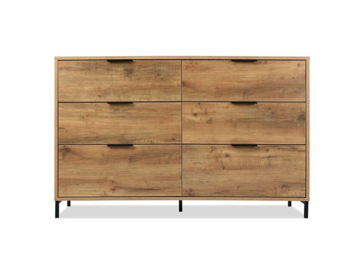 Feuille épaissie Commode sideboard avec 6 tiroirs 120 x 40 x 76 cm en chêne foncé sideboard highboard pour la chambre à coucher