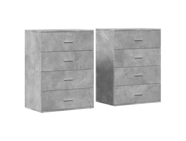 KKgypkn Sideboard 2er Set Betongrau 60x39x80 cm Holzwerkstoff Stabil, feuchtigkeitsbeständig, pflegeleicht, viel Stauraum für Zeitschriften und Bücher