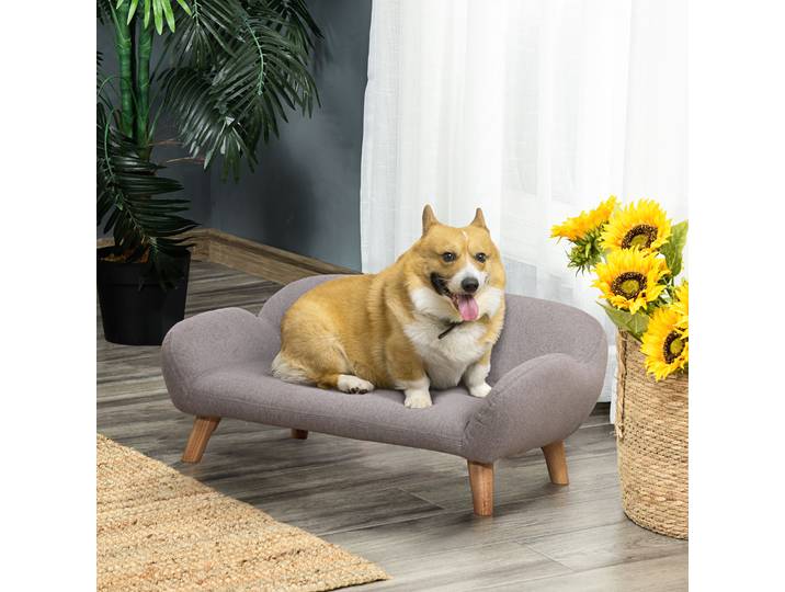 PawHut Canapé Chien Style Scandinave Tissu Gris 72x44x31 cm