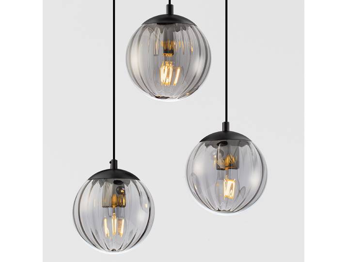 Suspension Abbacus Ø 44cm Noir/Noir 3 Matériau : Verre, Métal Surface en métal : Laqué Type de métal : Aluminium Type de verre : Verre fumé LED