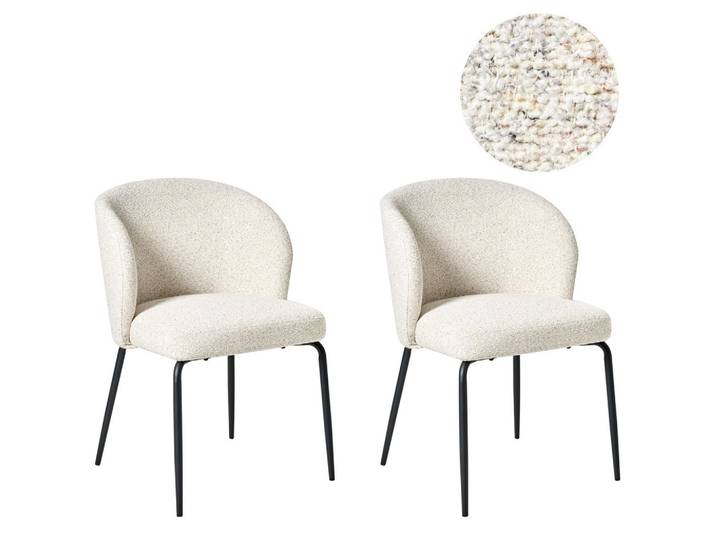 ESSZIMMERSTUHL 2er-Set Bouclé Hellbeige Zana