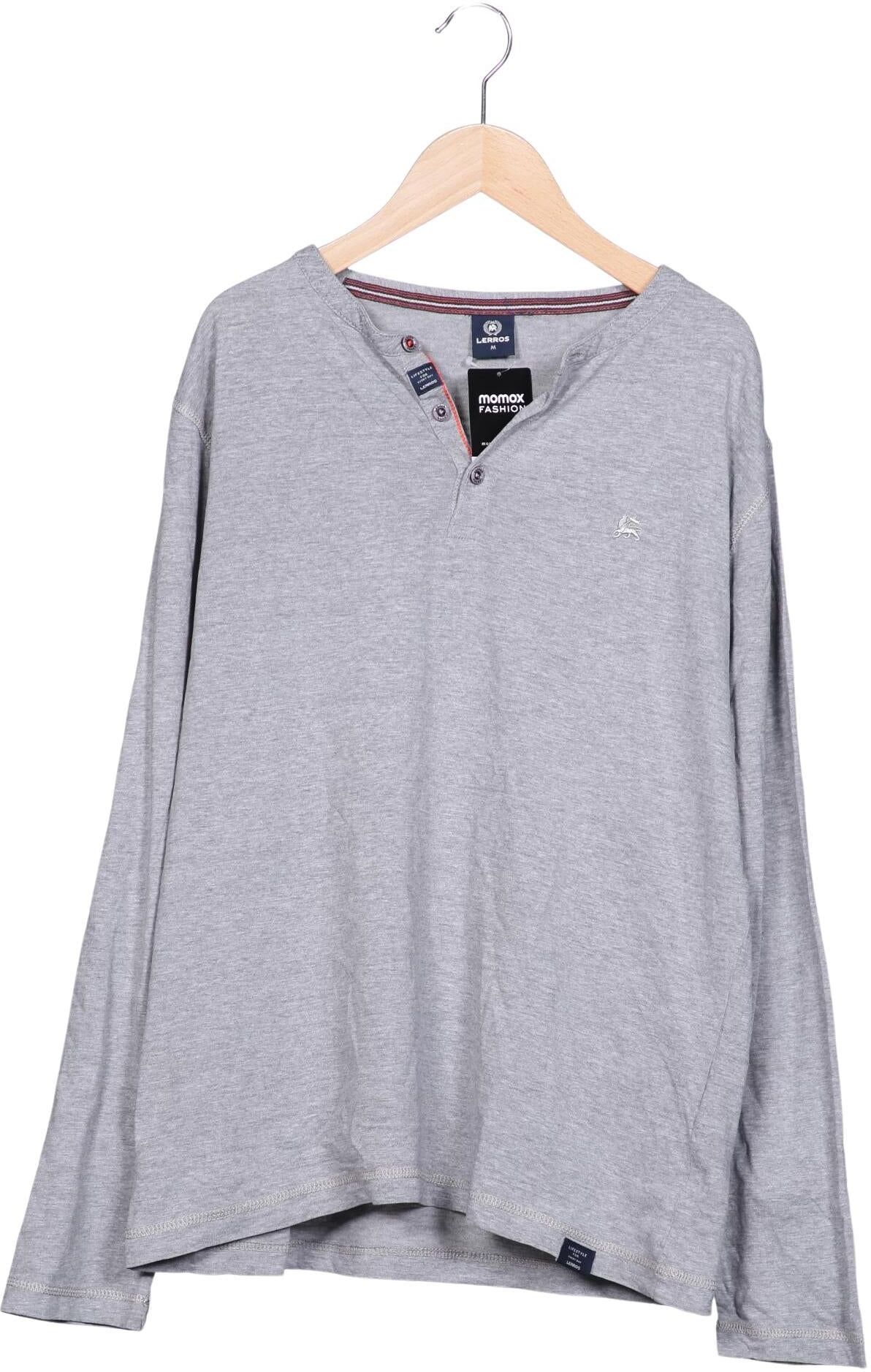 Lerros Herren Langarmshirt, Grau, Gr. M, Viskose / Baumwolle - Second Hand