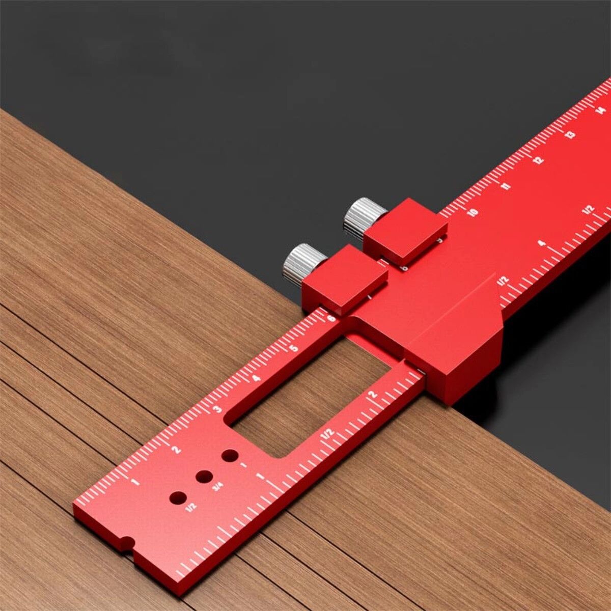 INF Règle de positionnement multifonction 160MM - Aluminium anodisé avec guide stylo en rainure en V et bloc de positionnement