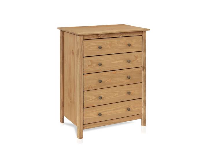 TOBINO Kommode mit 5 Schubladen, Material Massivholz, Kiefer