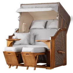 Mr. Deko Strandkorb Komplettset - bene living - Schleswig Pinie - PE mokka - Modell 563
