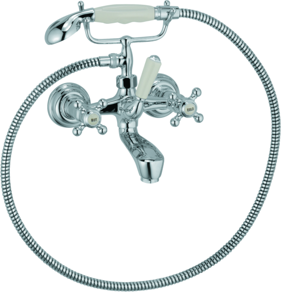 Kludi 1926 Wannen Zweigriff Armatur 514410520 chrom, Aufputz, mit Brausegarnitur
