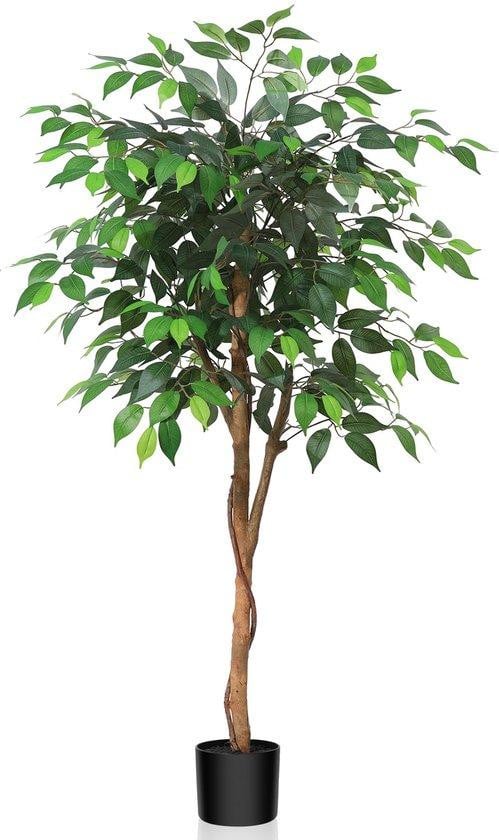 Benza Ibenzoa Kunstplant Ficusboom met zwarte pot, Hoogte: 120 cm