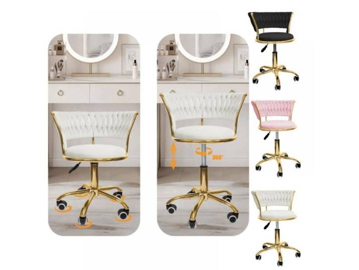 PEACHES-CHAISE DE BUREAU- Chaise de bureau pivotante1pcs - Hauteur réglable (63-76 cm) - Chaise de maquillage - Blanc cassé