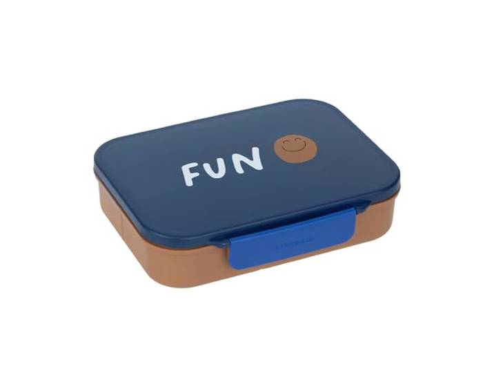 LÄSSIG Kinderbroodtrommel, ontbijtbox, BPA-vrij, met uitneembare scheiding/Bento Lunchbox Little Gang Smile navy