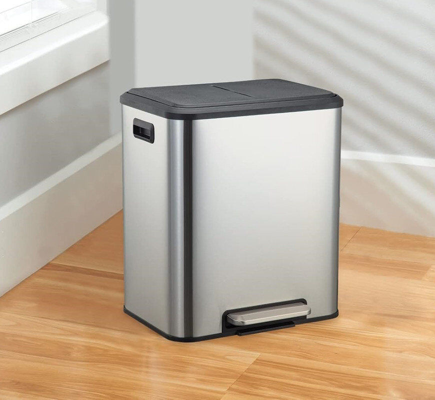 Symple Stuff Stainless Steel Kitchen Rubbish Bin Silver 30L