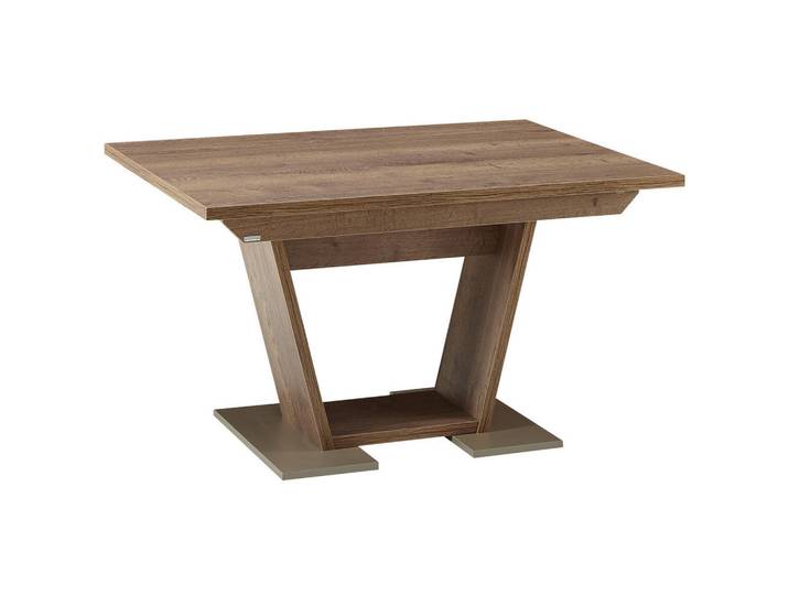 Venda Esstisch, Eichefarben, Edelstahlfarben, Holzwerkstoff, rechteckig, Bodenplatte, 100x76x160 cm, In verschiedenen Grössen erhältlich, in verschiedenen Holzarten erhältlich, in verschiedenen Holzdekoren erhältlich, Variantenauswahl, Esszimmer, Esstische, Holztisch, Esstisch in Holzoptik