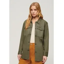 Superdry für Damen. W4010424A Grünes militärisches Überhemd (M), Lässig, Baumwolle, Langarm