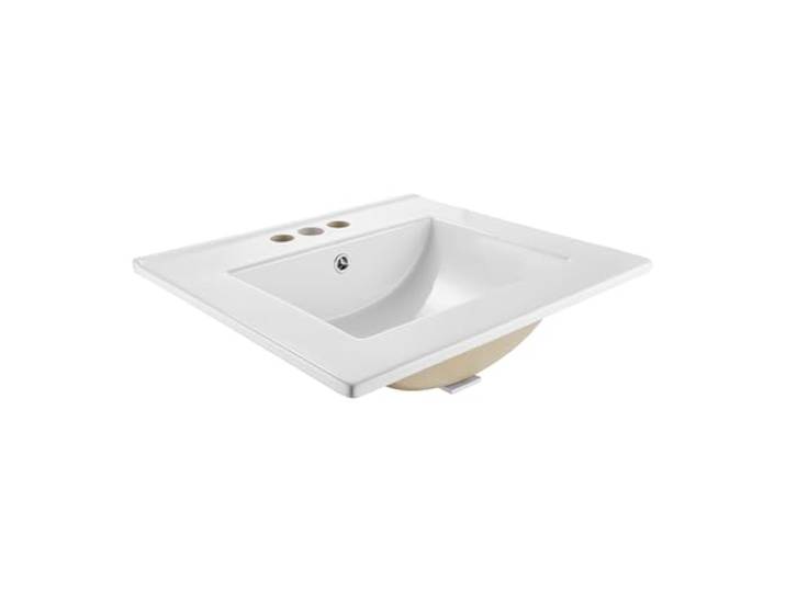 VEVOR Lavabo de salle de bain semi-encastré\, vasque rectangulaire en céramique blanche 510 x 465 mm avec trop-plein et 3 trous de robinet\, évier moderne à encastrer\, pour petit espace\, maison et hôtel