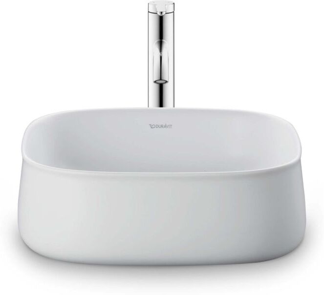 Duravit Zencha Aufsatzbecken 2373423279 42x42cm, ohne Hahnloch, Überlauf, Hahnlochbank, geschliffen, weiß seidenmatt