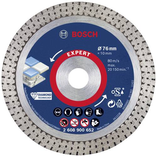 Bosch Accessories 2608900652 EXPERT HardCeramic Diamanttrennscheibe Durchmesser 76mm Bohrungs-Ø 10mm Stein, Beton, Ziegel